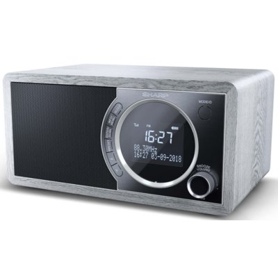 Radio SHARP DR-450 GR Szare, Tuner FM/DAB/DAB+ z pamięcią stacji, Bluetooth, Budzik, Czytelny wyświetlacz, Zasilanie sieciowe