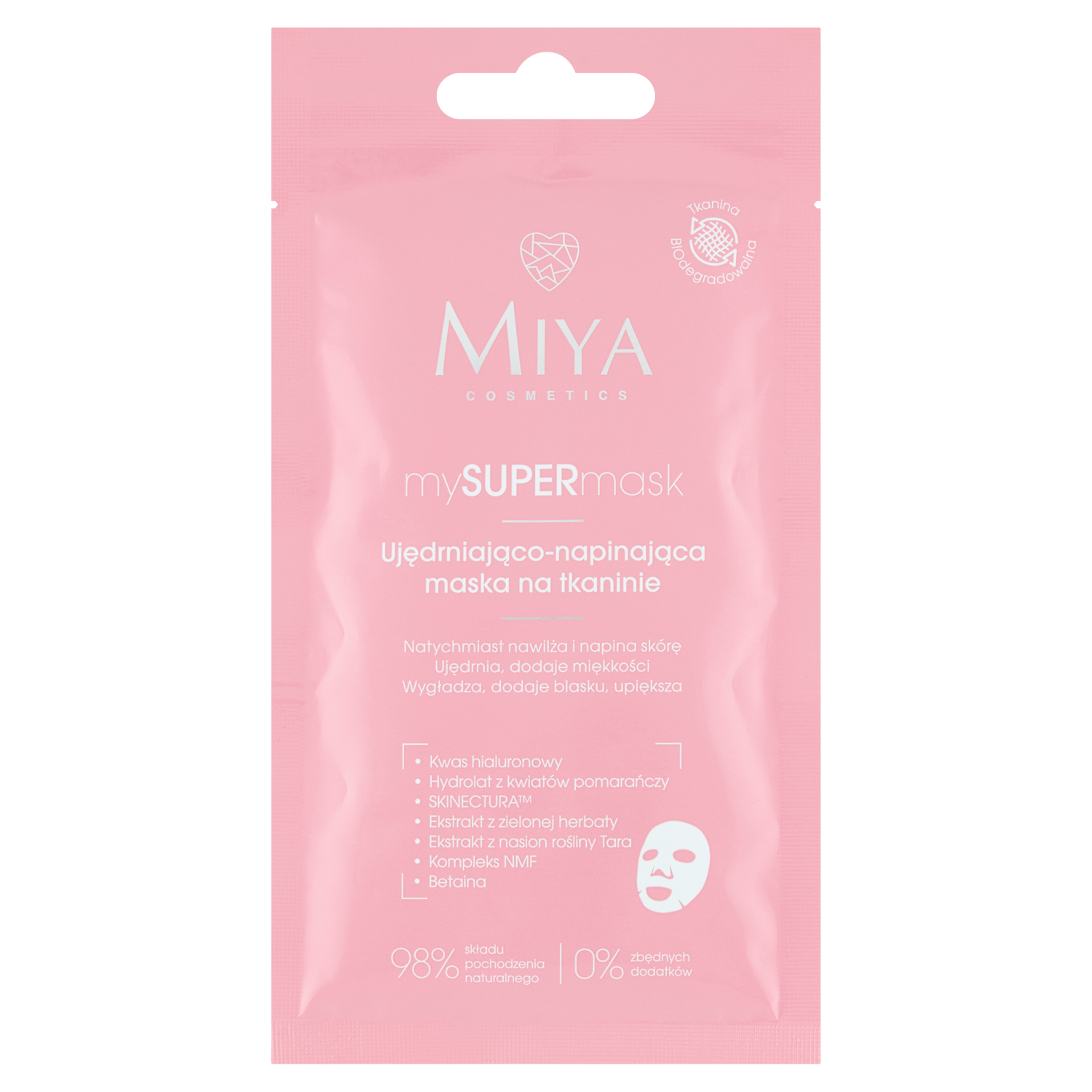Miya Cosmetics MySuperMask ujędrniająco-napinająca maska na tkaninie do twarzy, 1 szt.