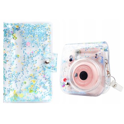 Pokrowiec LOVEINSTANT Instax Mini 11 Cekiny Niebieski + Album