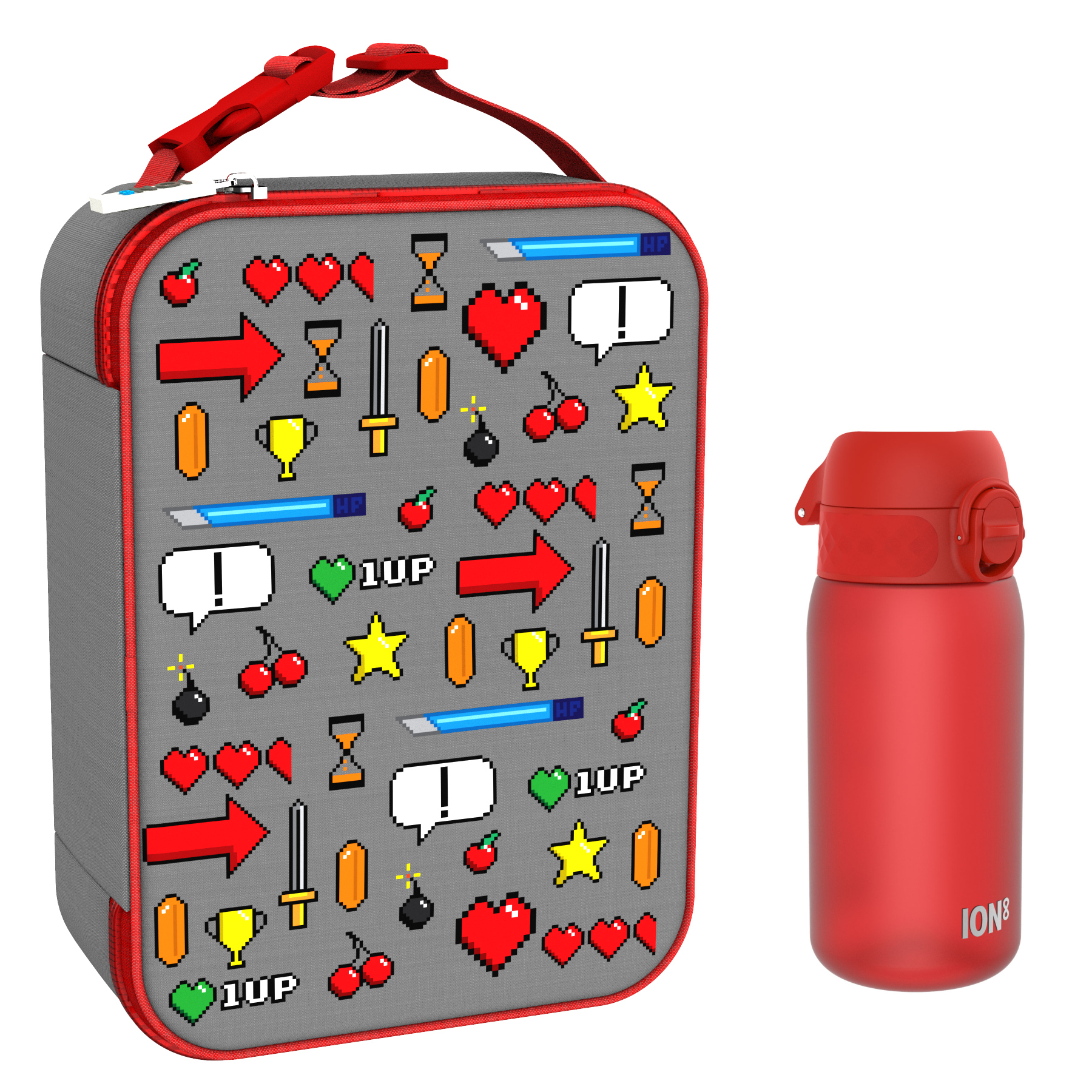 Ion8 zestaw: lunchbag Gamer, 1 szt. + bidon na wodę, poj. 0,4 l, 1 szt.