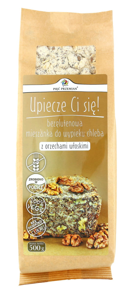 Mieszanka do wypieku chleba z orzechami włoskimi bezglutenowa 500g(Pięć Przemian)