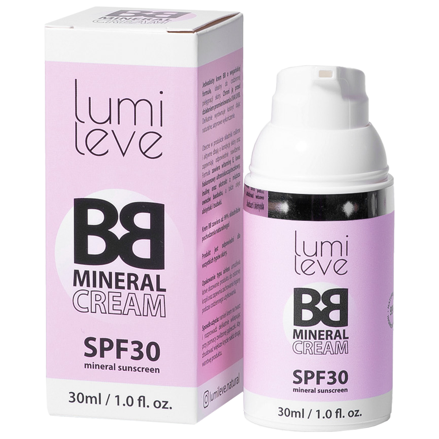 Lumileve BB mineral cream krem BB z filtrem SPF30 B2 Medium, 30 ml