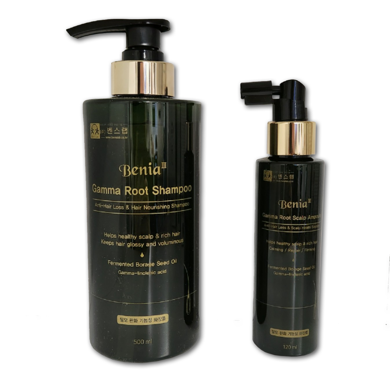 Benia III Gamma root zestaw: odżywczy szampon do włosów, 500 ml + odżywcze serum do włosów, 120 ml