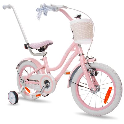 Rower dziecięcy SUN BABY Heart Bike Silver Moon 14 cali dla dziewczynki Różowy
