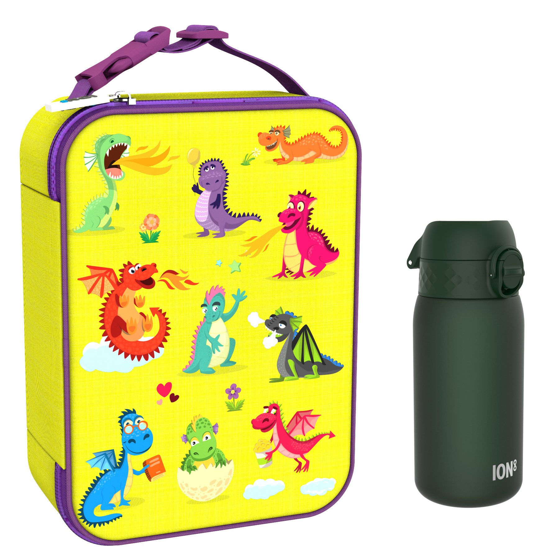 Ion8 zestaw: lunchbag Smoki, 1 szt. + bidon na wodę, poj. 0,4 l, 1 szt.
