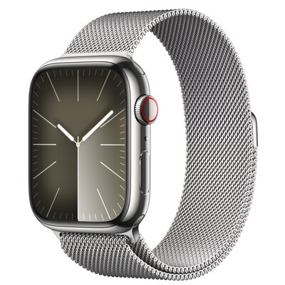 APPLE Watch 9 GPS + Cellular 45mm koperta ze stali nierdzewnej (srebrny) +  bransoleta mediolańska (srebrny)