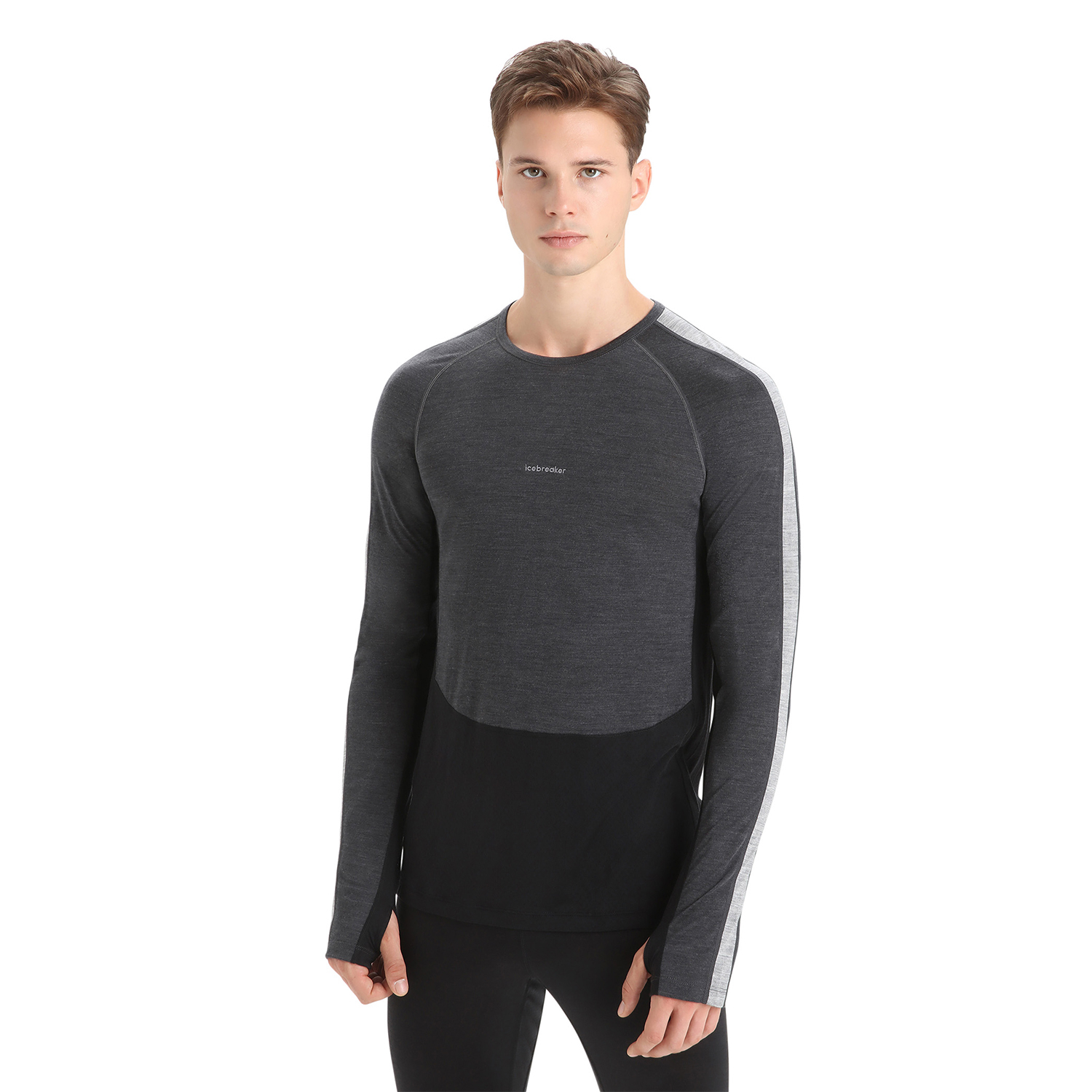 Koszulka termoaktywna męska Icebreaker 125 ZoneKnit Merino Long Sleeve Crewe jet heather/black - M