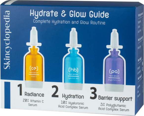 Skincyclopedia Hydrate & Glow Guide Set profesjonalny zestaw nawilżający i dodający blasku, 3 x 15 ml