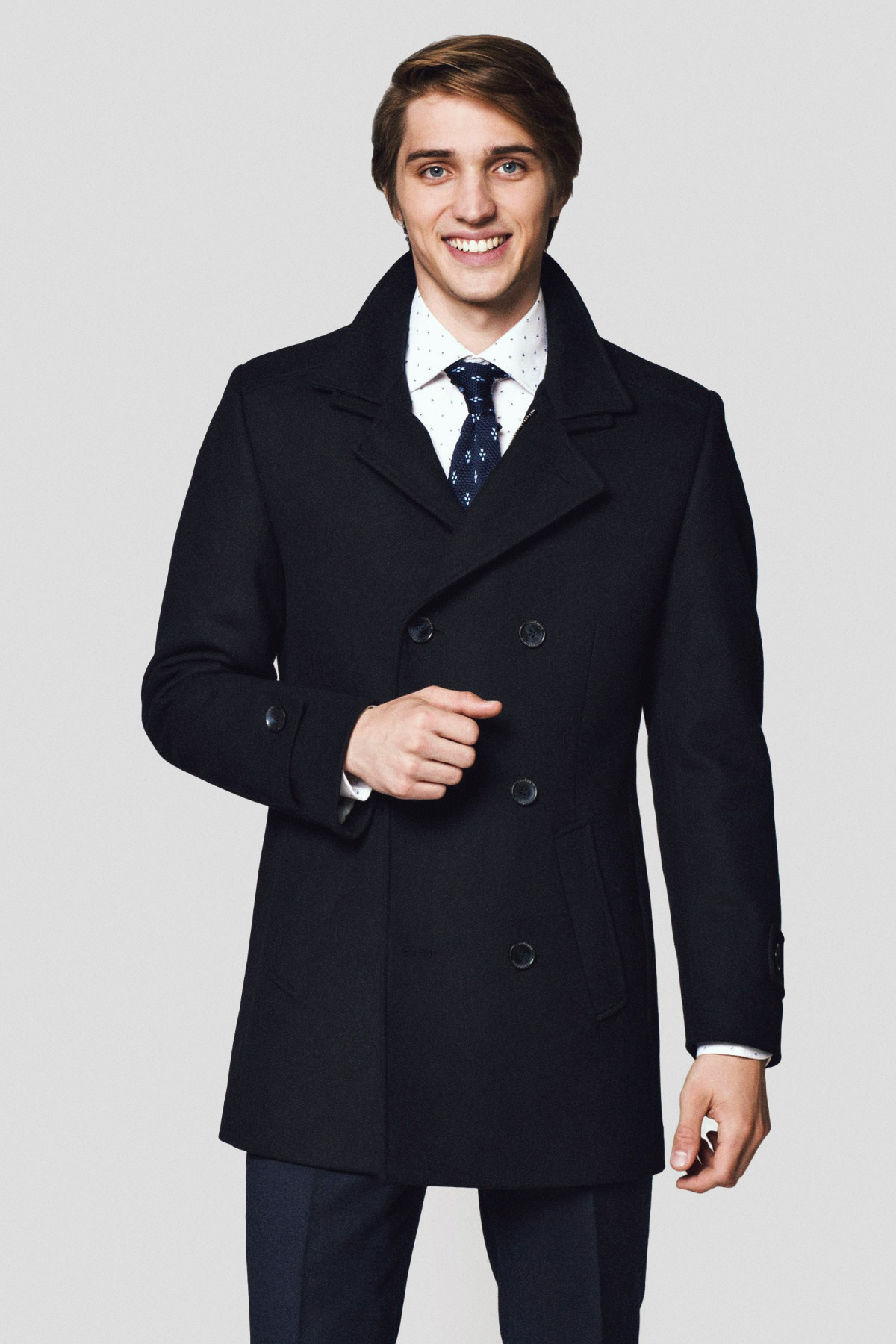 Lancerto Płaszcz Granatowy z Wełną Embrace 2