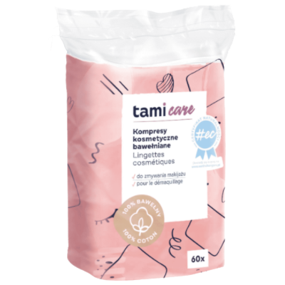 Tami Care kompresy kosmetyczne bawełniane do zmywania makijażu, 60 szt./1 opak.