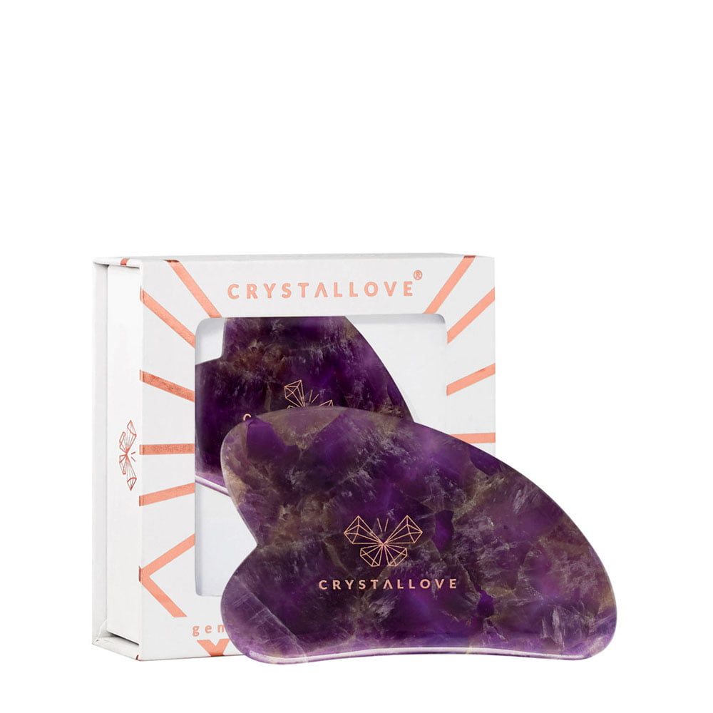 Crystallove Crystal Collection płytka do masażu twarzy gua sha z ametystu, 1 szt.