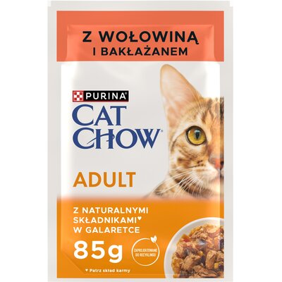 Karma dla kota CAT CHOW Adult Wołowina i bakłażan w galaretce 85 g