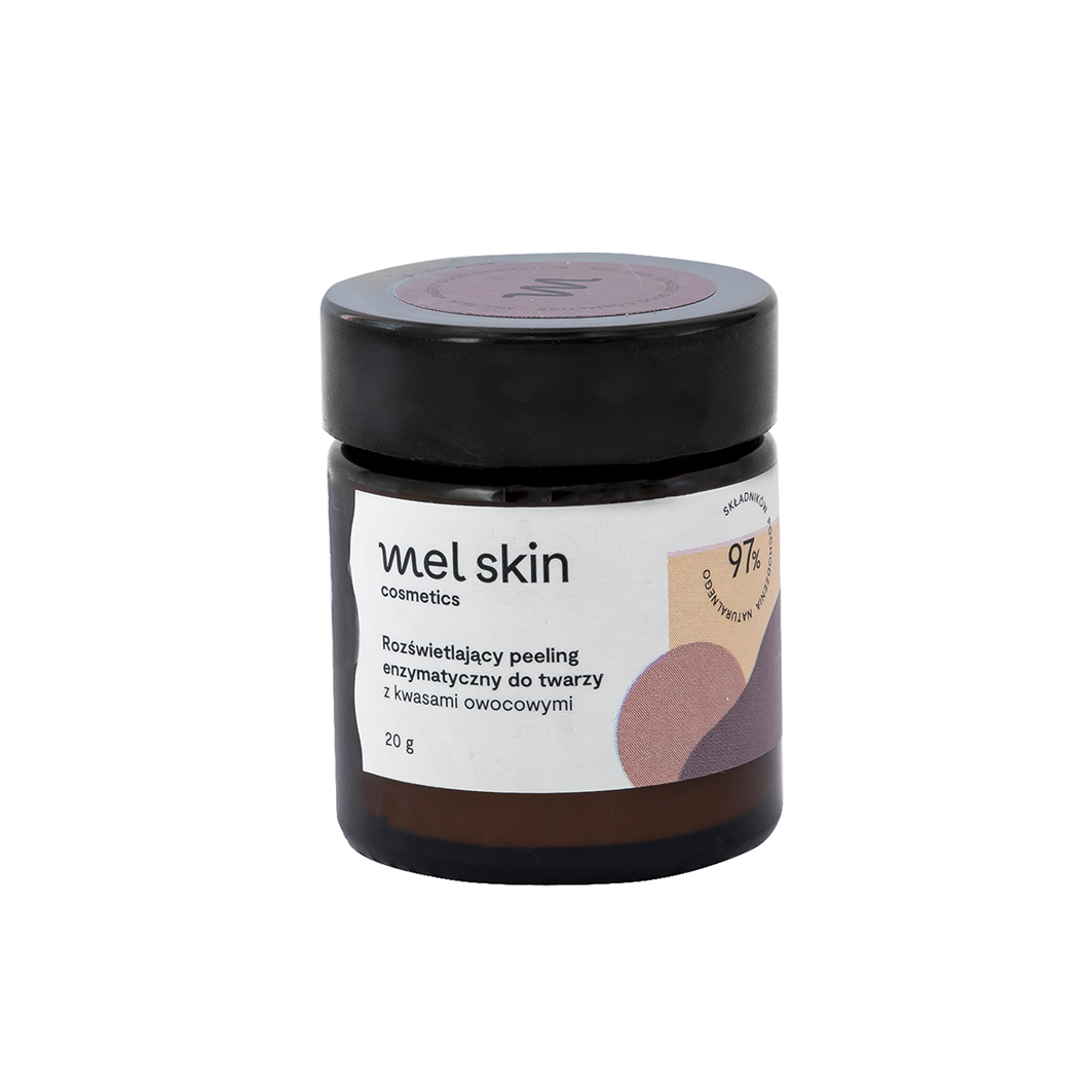 Mel Skin Naturalny Blask  rozświetlający peeling enzymatyczny do twarzy z kwasami owocowymi, 20 g