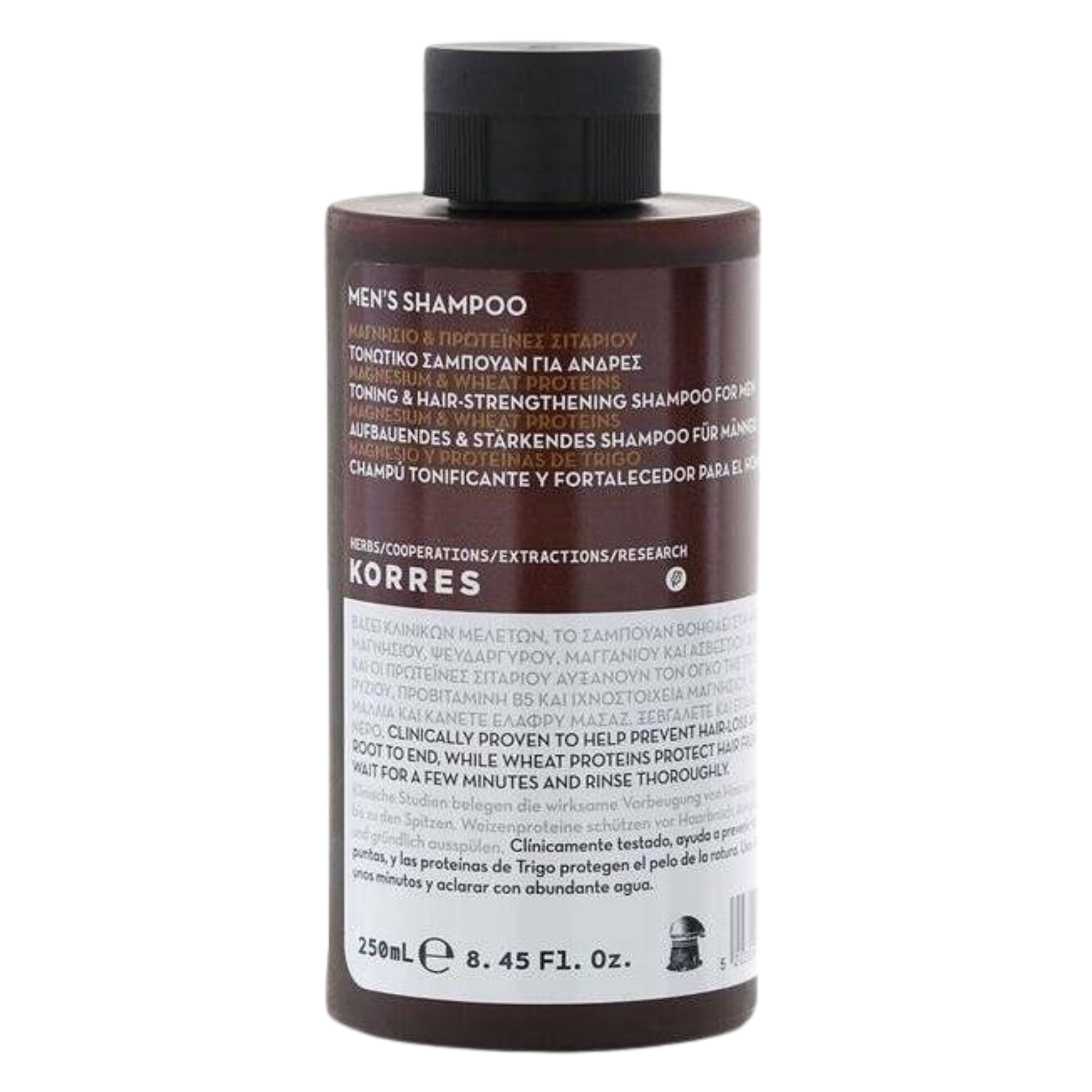 Korres Men's wzmacniający szampon przeciw wypadaniu włosów z magnezem i proteinami pszenicy, 250 ml