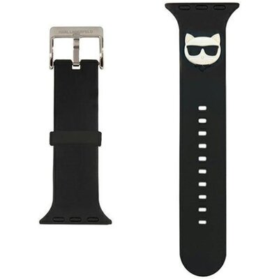 Pasek KARL LAGERFELD Choupette Head do Apple Watch do koperty 42/44/45mm Czarny