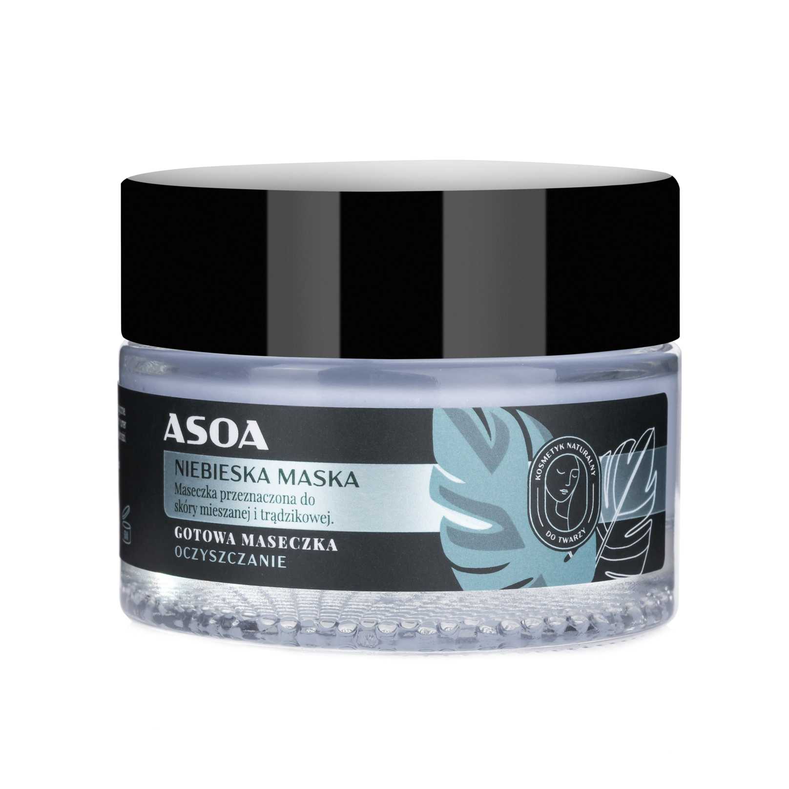 Asoa maska do twarzy niebieska glinka, 50 ml