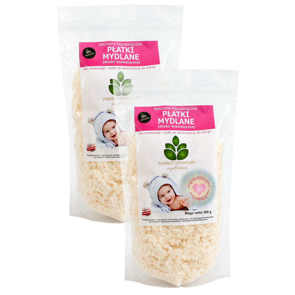 Powrót do natury 100 % roślinne naturalne płatki mydlane dla niemowląt i osób ze skłonnością do alergii, 2 szt.