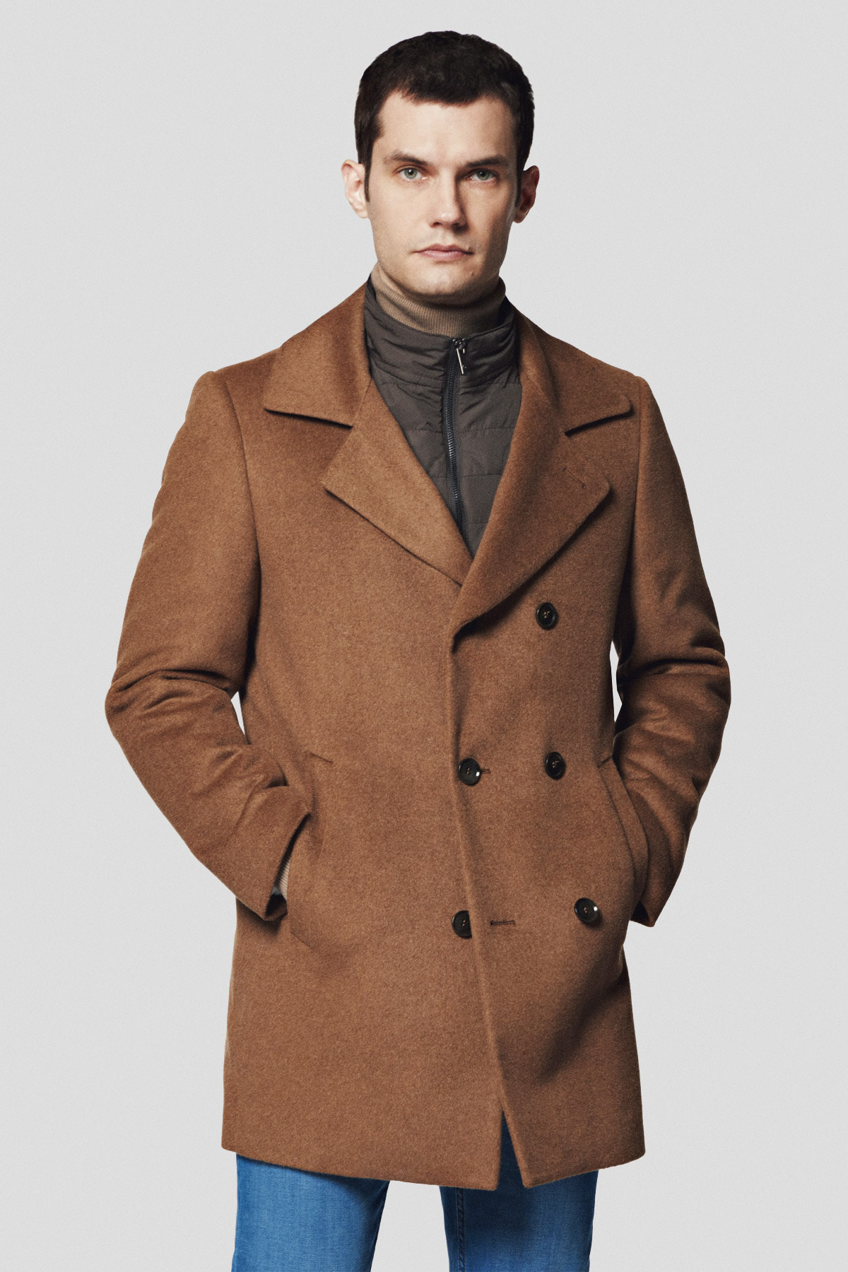 Lancerto Płaszcz Beżowy z Wełną Olympia