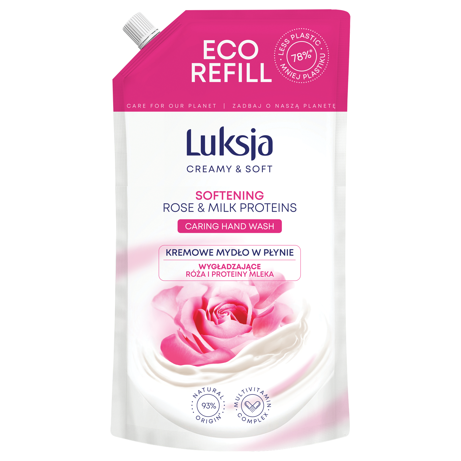 Luksja Creamy & Soft Róża i Proteiny zapas kremowego mydła w płynie, 900 ml