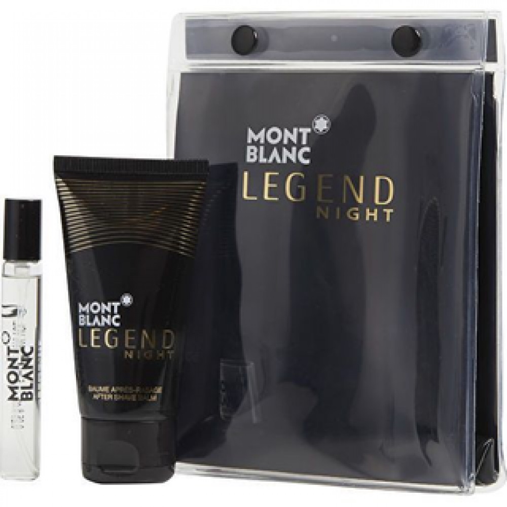 Mont Blanc Legend Night zestaw: woda perfumowana męska, 7,5 ml + balsam po goleniu, 50 ml + kosmetyczka, 1 szt.