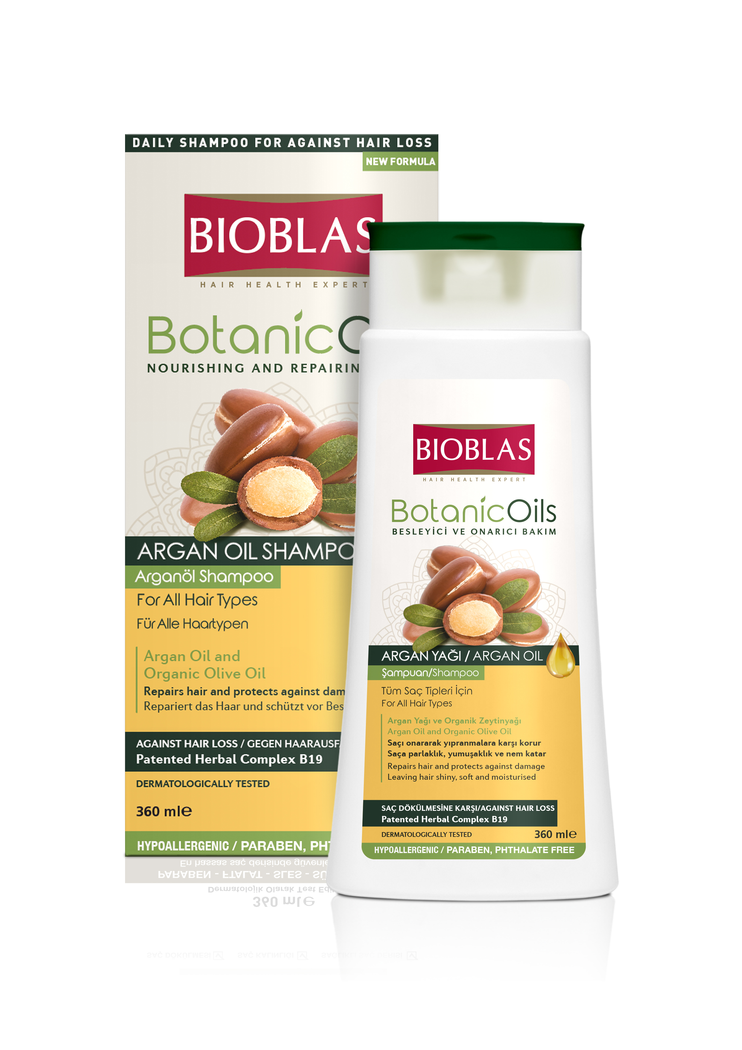 BIOBLAS Botanic Oils ziołowy szampon przeciw wypadaniu włosów z olejkiem arganowym, 360 ml