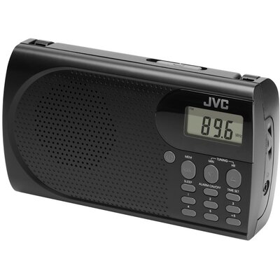 Radio JVC RA-E431B Czarne, Analogowe, Tuner FM z pamięcią 10 stacji, Wyjście Słuchawkowe Mini-Jack, Alarm, Zasilanie Bateryjne