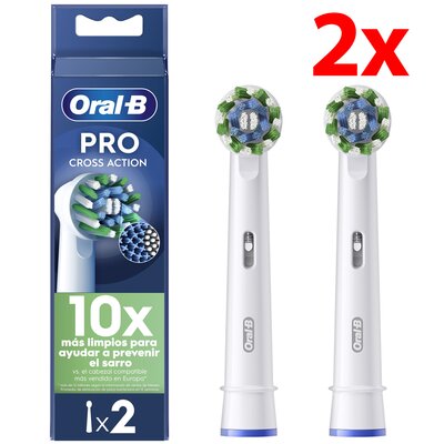 Oryginalna końcówka szczoteczki ORAL-B Pro Cross Action Biały (2 szt.) (Włókna w kształcie litery X usuwają więcej płytki)