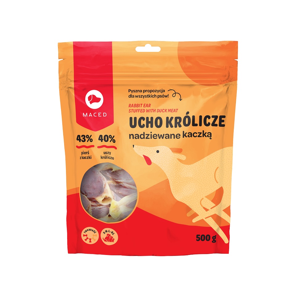 MACED Ucho królicze nadziewane kaczką 500 g