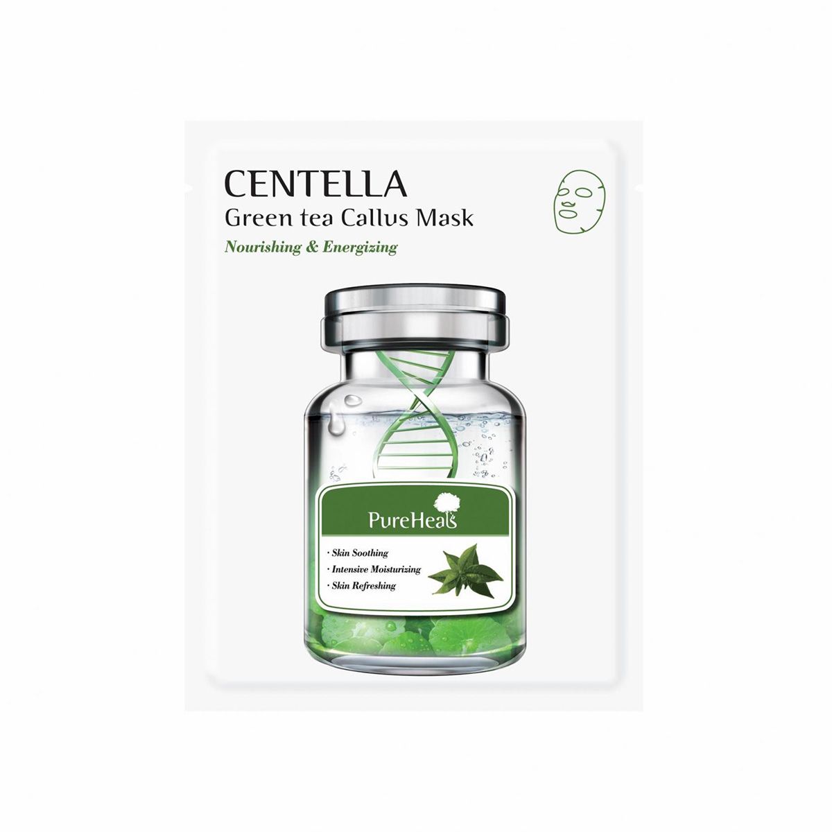 Pureheals Centella odżywczo-energetyzująca maska do twarzy z wąkrotką azjatycką i komórkami macierzystymi z zielonej herbaty, 25 g