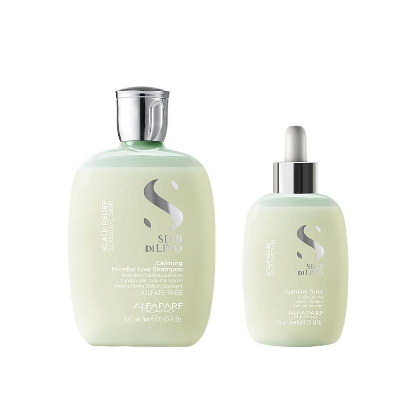 Alfaparf Semi Di Lino Scalp Relief zestaw łagodzący do wrażliwej skóry głowy: szampon, 250 ml + tonik, 125 ml