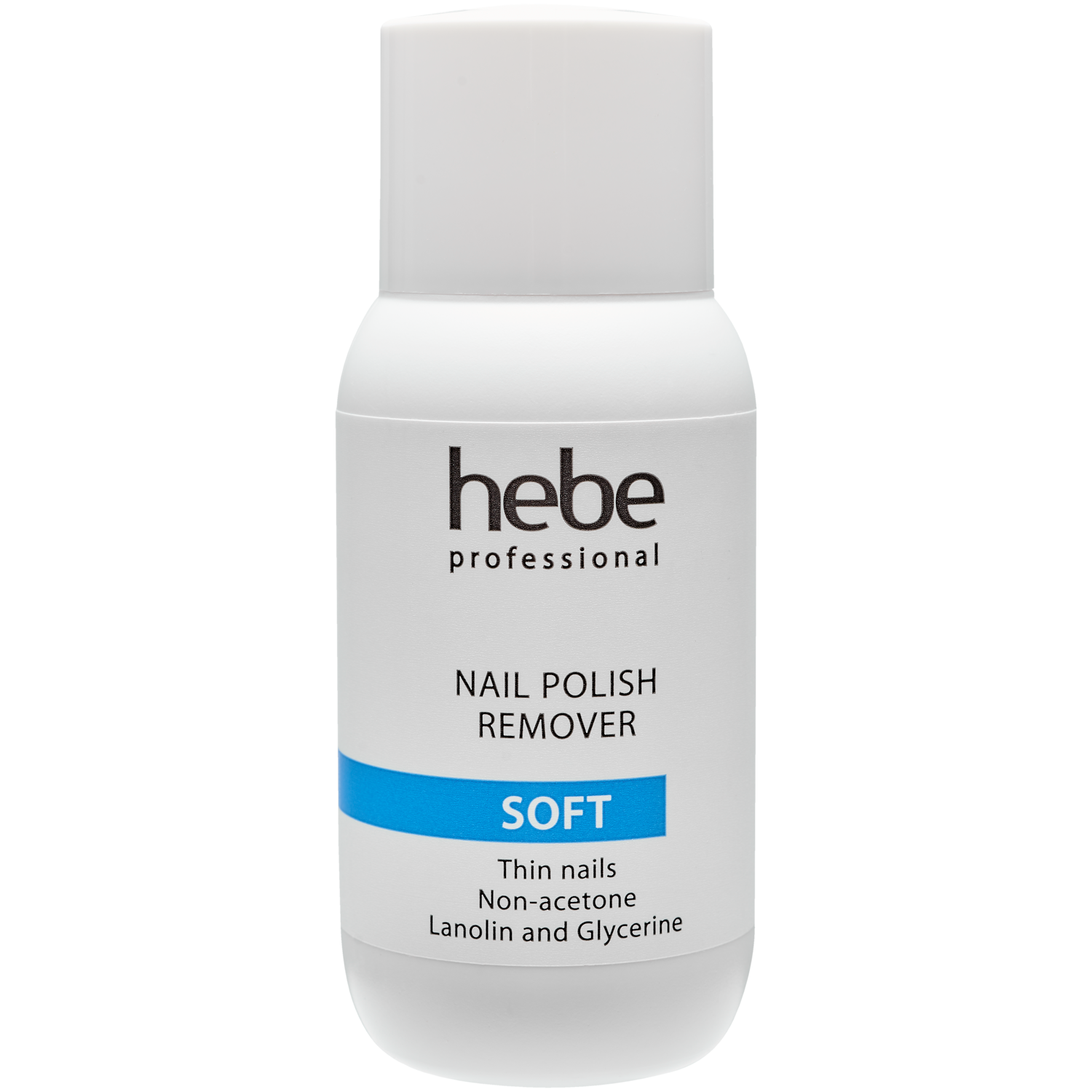 Hebe Professional Nail Polish Remover Soft bezacetonowy zmywacz do paznokci naturalnych i sztucznych, 150 ml