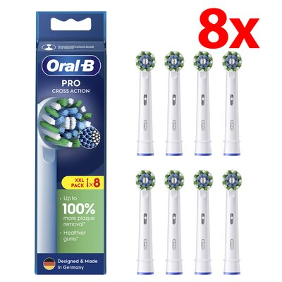 Oryginalna końcówka szczoteczki ORAL-B Pro Cross Action Biały (8 szt.) (Włókna w kształcie litery X usuwają więcej płytki)