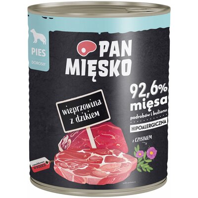 Karma dla psa PAN MIĘSKO Wieprzowina z dzikiem 800 g