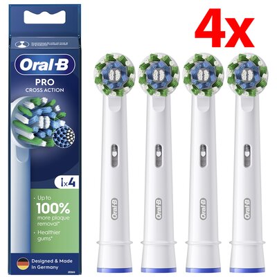 Oryginalna końcówka szczoteczki ORAL-B Pro Cross Action Biały (4 szt.) (Włókna w kształcie litery X usuwają więcej płytki)