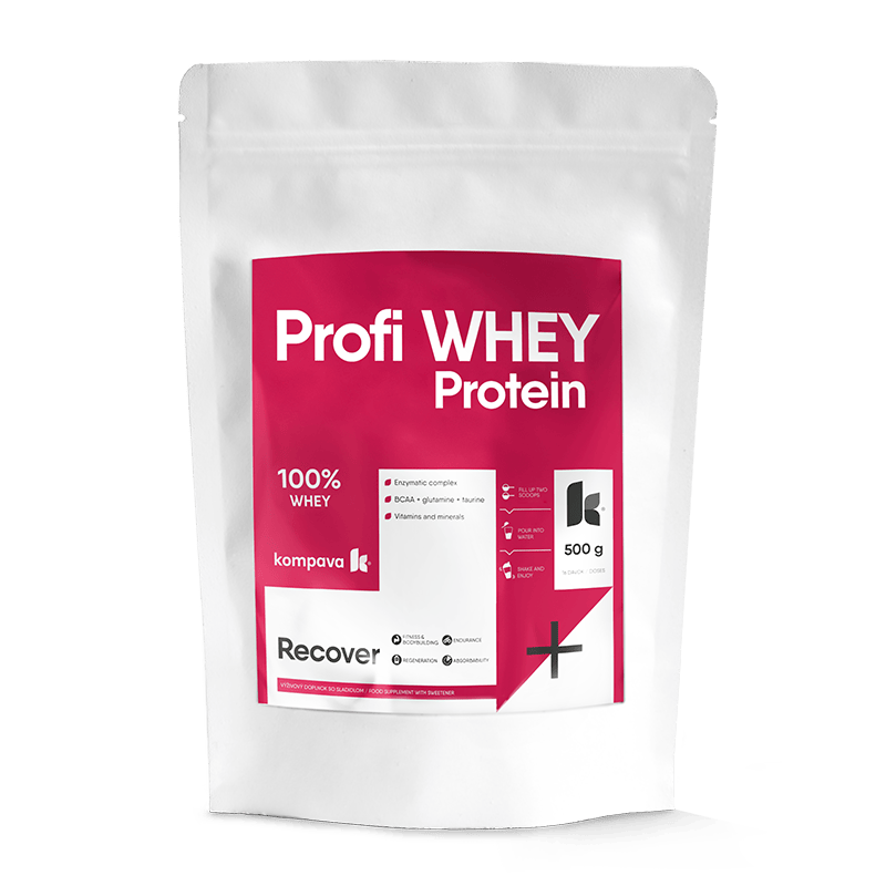 Kompava Profi WHEY Protein odżywka białkowa o minimalnej zawartości tłuszczu i węglowodanów o smaku czekolady, 500 g