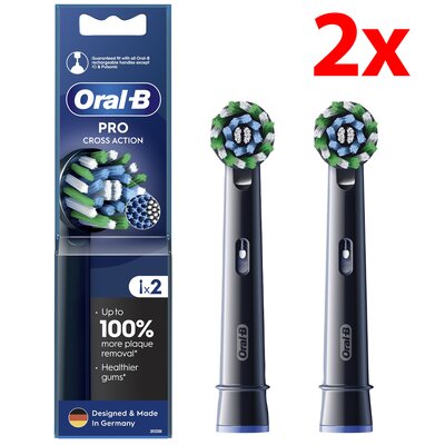 Oryginalna końcówka szczoteczki ORAL-B Pro Cross Action Czarny (2 szt.) (Włókna w kształcie litery X usuwają więcej płytki)
