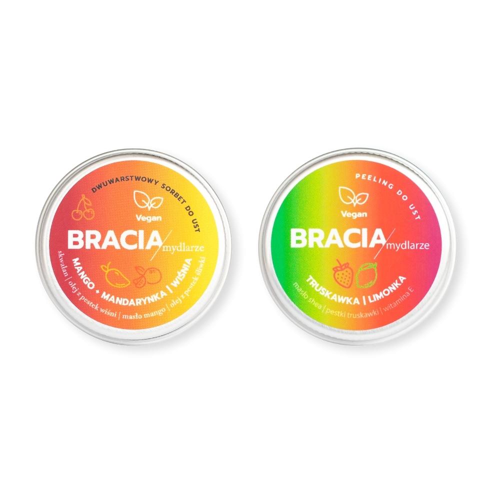 Bracia Mydlarze zestaw do ust: sorbet, 15 ml + peeling, 15 ml