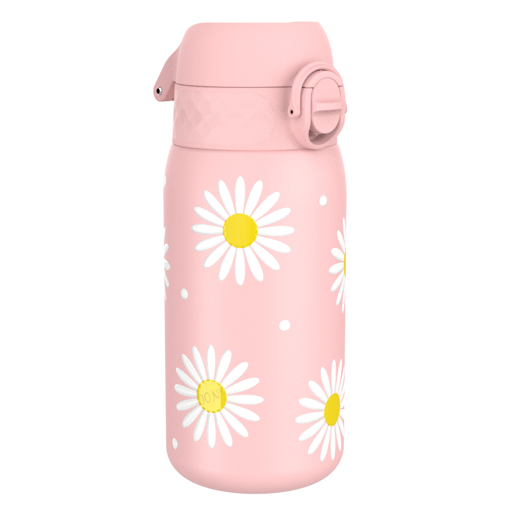 Ion8 bidon stalowy z ustnikiem, Różowy Kwiatki, poj. 400 ml, 1 szt.