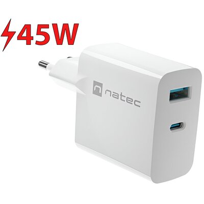 Ładowarka sieciowa NATEC Ribera GaN 45W Biały