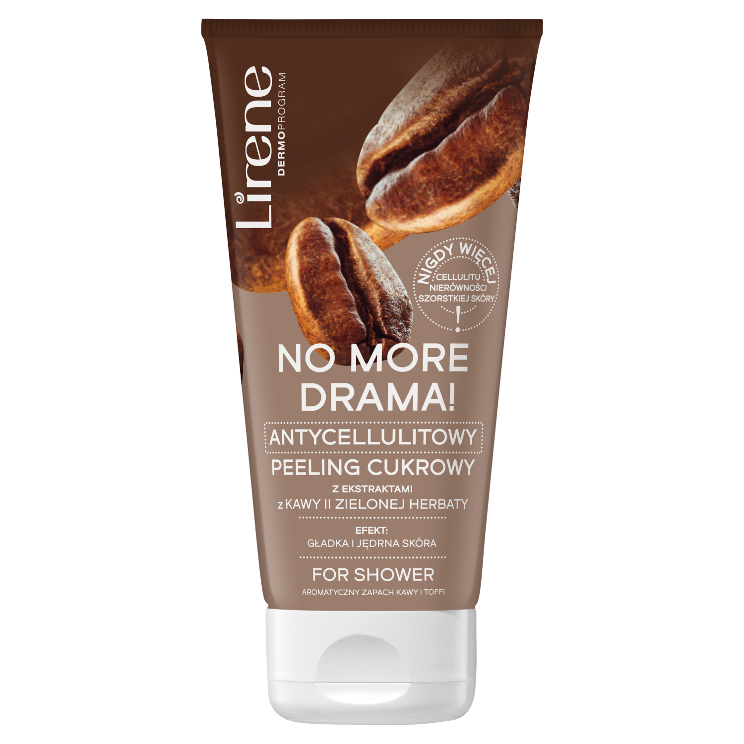 Lirene No more drama Antycellulitowy peeling myjący do ciała Kawa & Zielona Herbata, 175 g