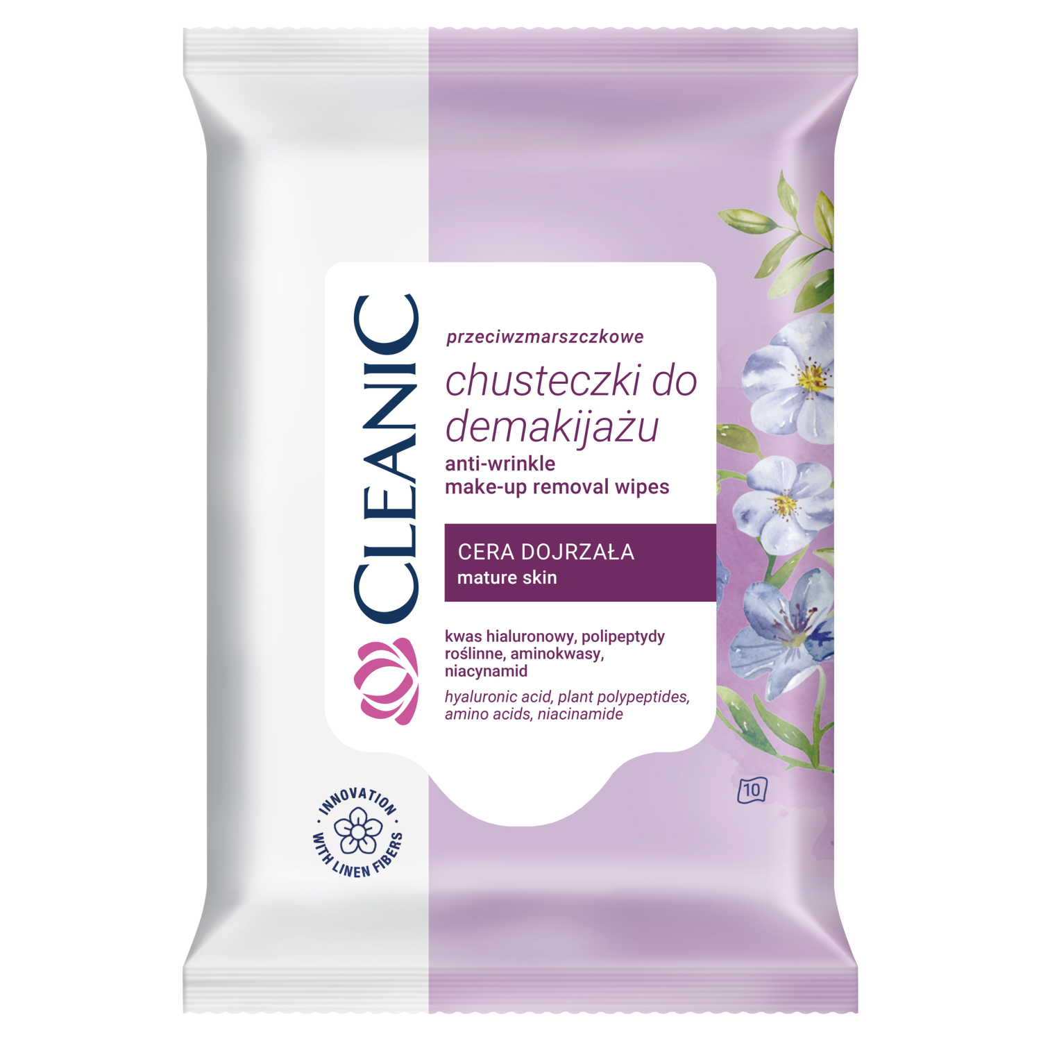 Cleanic przeciwzmarszczkowe chusteczki do demakijażu, 10 szt./1 opak.