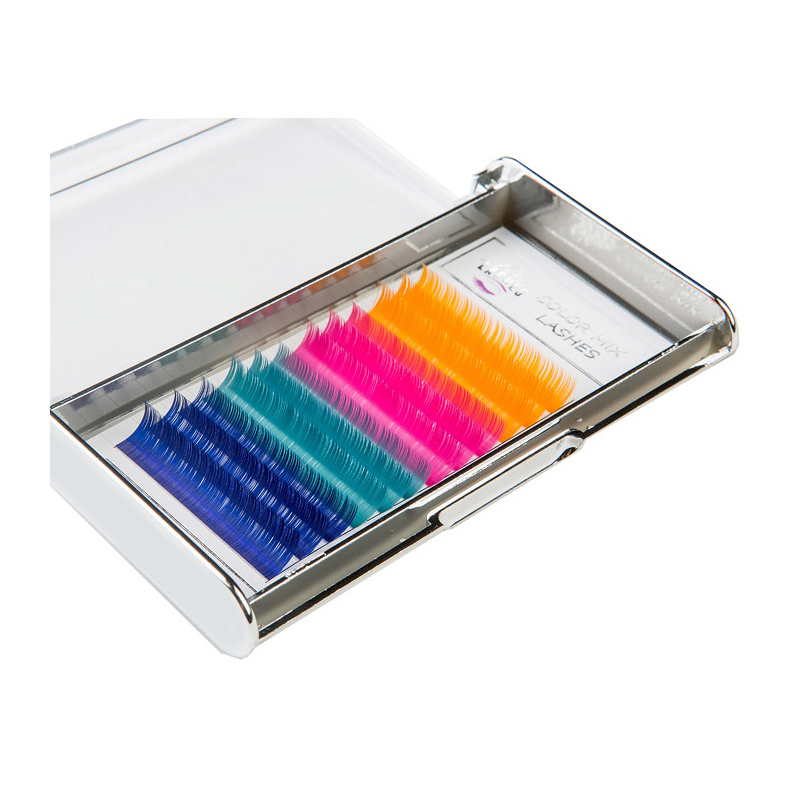 Looksus Lashes Color Mix 0,10 kolorowe rzęsy do przedłużania Rainbow, skręt C, 1 opak.