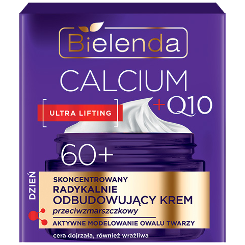 Bielenda Calcium+Q10 przeciwzmarszczkowy krem odbudowujący do twarzy 60+ na dzień, 50 ml