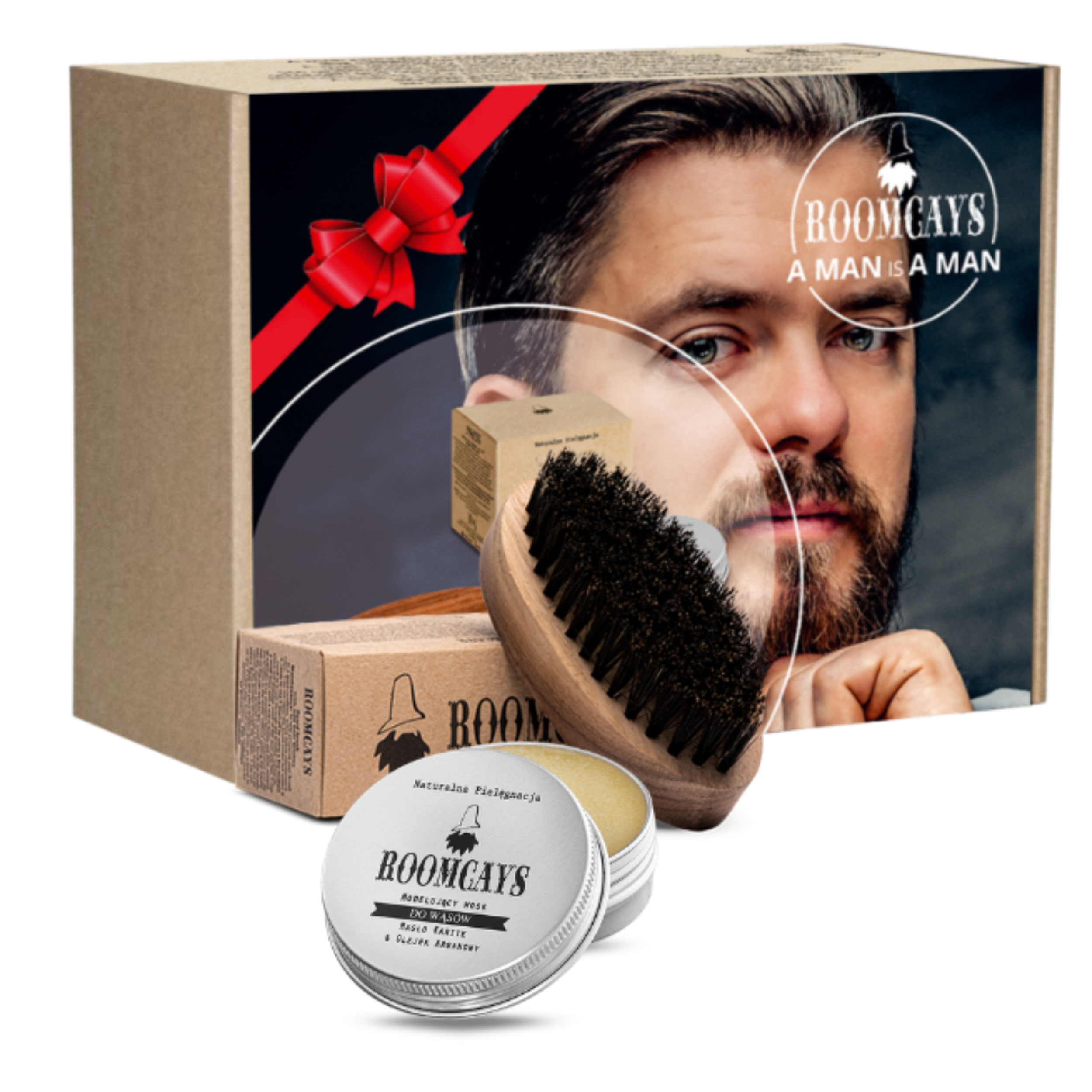 Roomcays zestaw do brody u wąsów: wosk modelujący do brody i wąsów, 30 ml + kartacz, 1 szt.