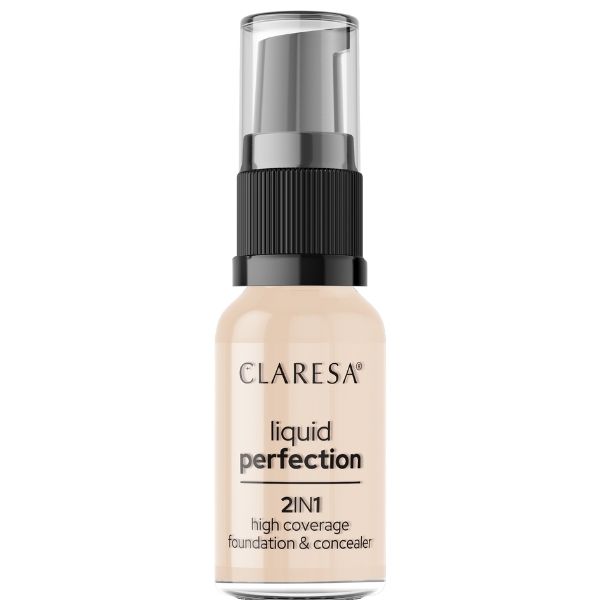 Claresa Liquid Perfection płynny korektor i podkład kryjący z kwasem hialuronowym do twarzy 101 light, 18 g