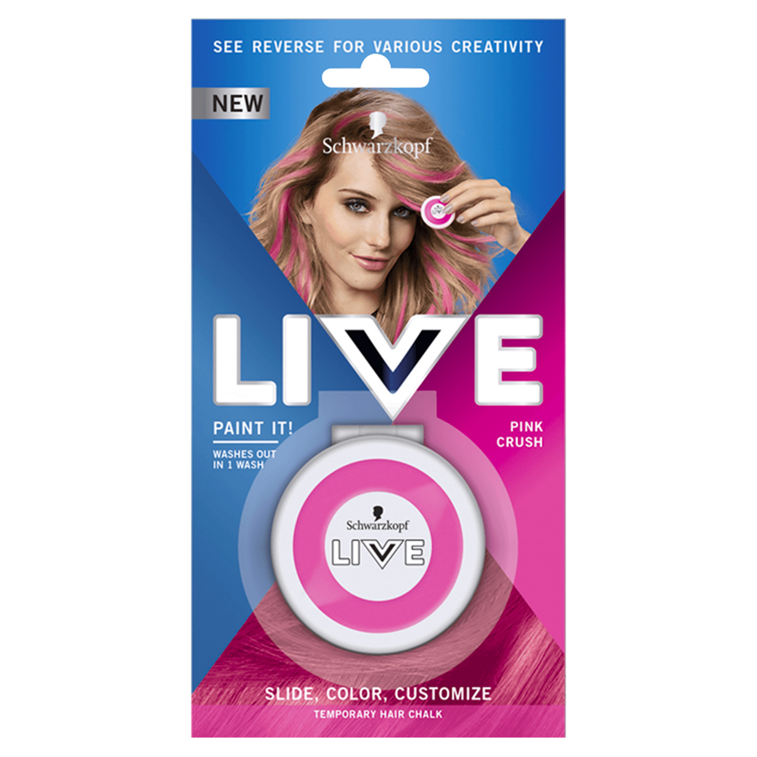 Live Paint It! zmywalna kreda do włosów pink crush, 1 opak.