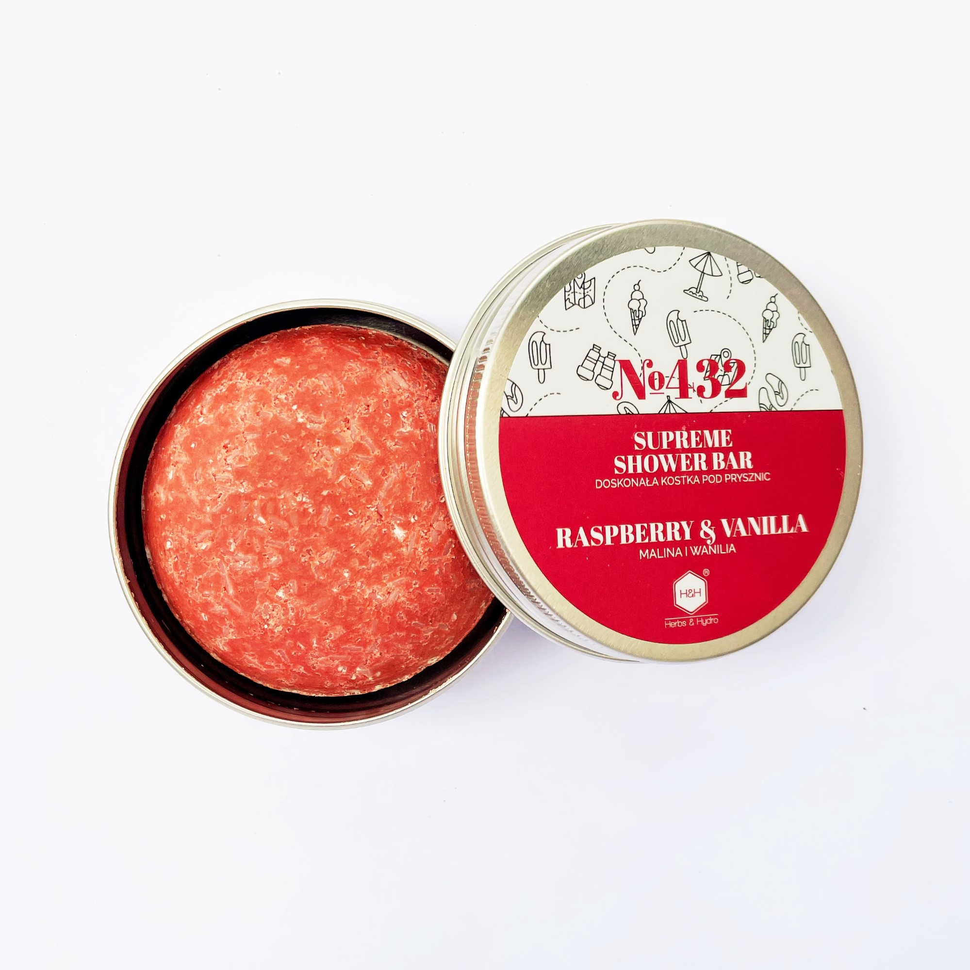 Herbs&Hydro Raspberry & Vanilla doskonała kostka uniwersalna Malina i Wanilia, 65 g