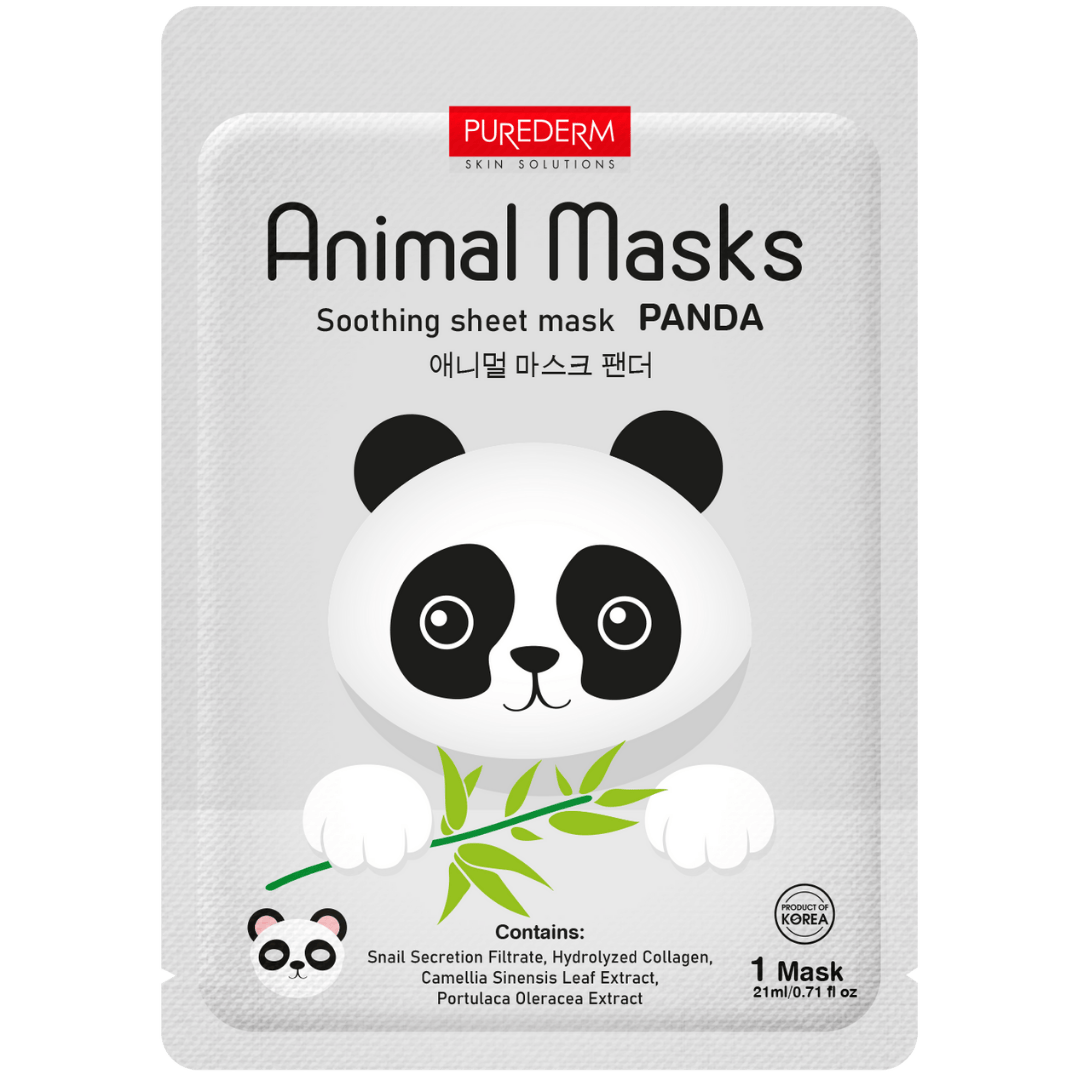 Purederm Animal Masks Panda maseczka łagodząca do twarzy, 1 szt.