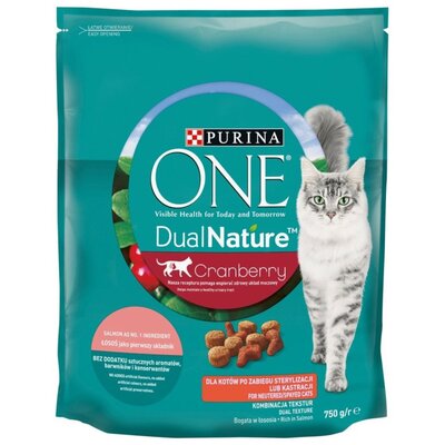 Karma dla kota PURINA ONE Dual Nature Łosoś z żurawiną 750 g