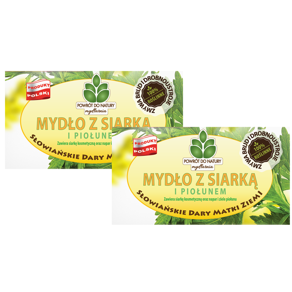 Powrót do natury 100 % roślinne naturalne mydło z siarką i piołunem, 2 szt.